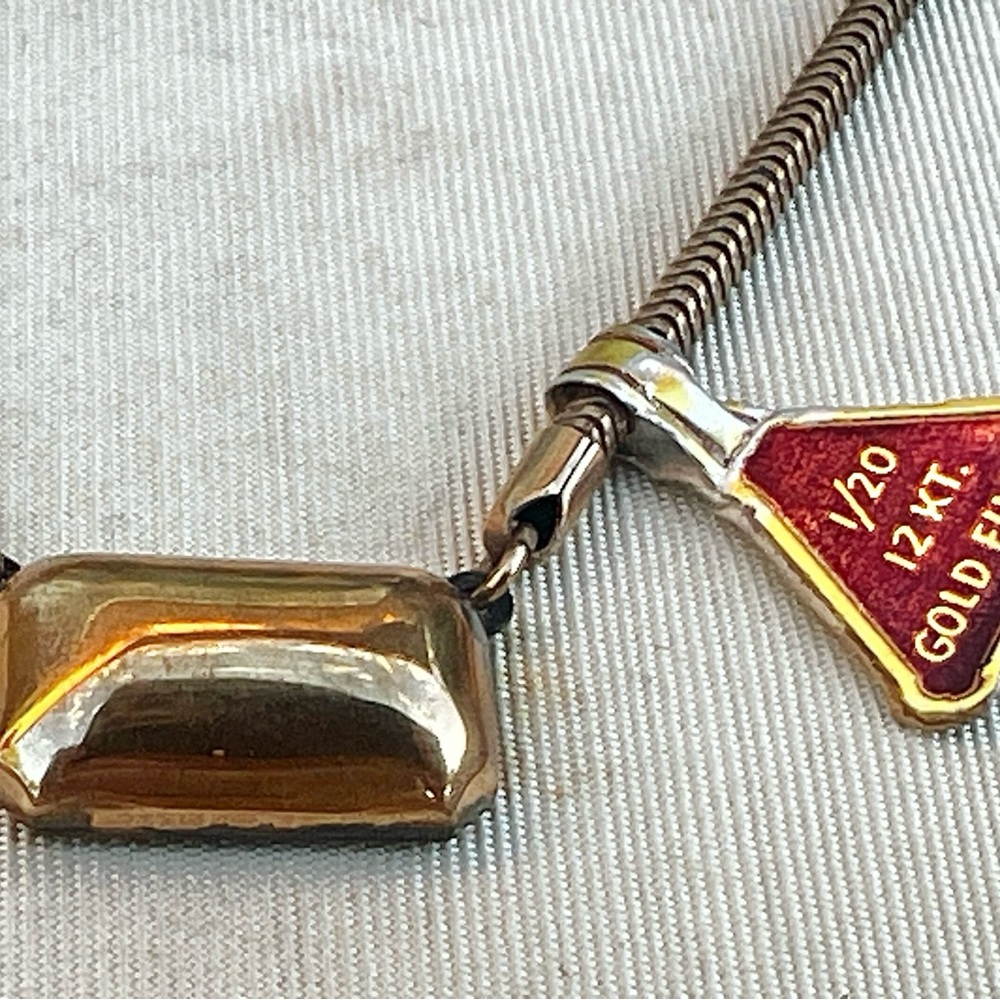 Bigney Tie Bar W/ Chain & Cufflinks gold filled 1/20 12KT VTG NRFB MCM Orig Box - Picture 5 of 12